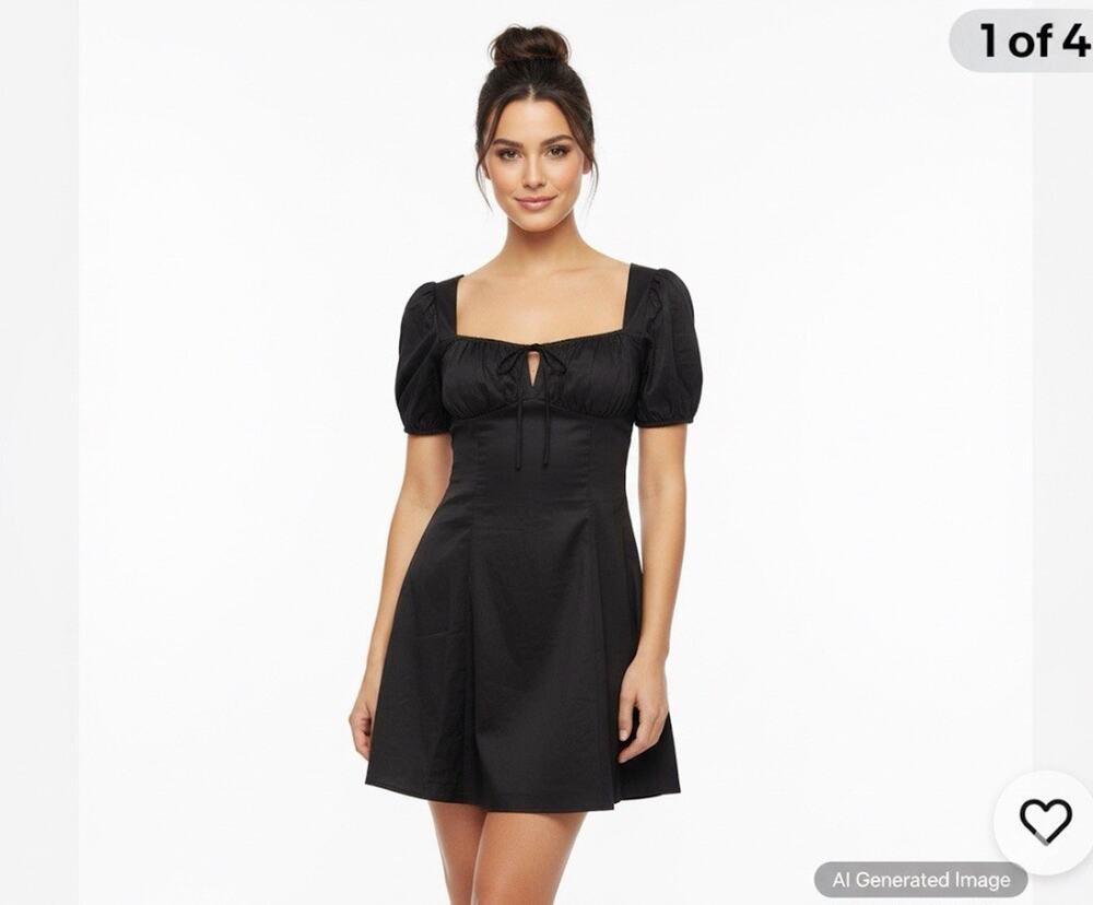 Astr the label Med Black Dress cap sleeve pleated bodice parisian LBD